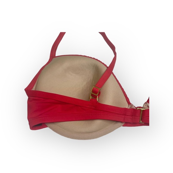 La Blanca ᯾ Whipstich Grommet Detailed Underwire Cup Bikini Top ᯾ Red ᯾ Large - Picture 6 of 16